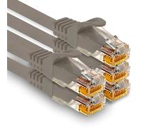 1aTTack.de - 5 x 1.0m Cat7 network cable, Cat.7 Ethernet, Lan & Cat 7 patch cable for maximum internet speed & connects all devices with RJ 45 plug gray