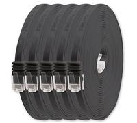 1aTTack.de 5m Black Cat.6 Flat Network Cable - Pack of 5 - Gigabit LAN (RJ45) Ultra Flat Slim Micro