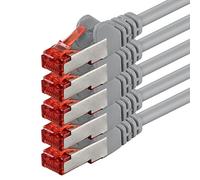 1aTTack.de 5m Cat6 Ethernet Cable Lan Patch Cat 6 Cables Internet Rj45 Plug 1Gbit/s SFTP PIMF for switch, router, modem, computer, gaming, tv, patchfields - gray - 5 pieces 5m