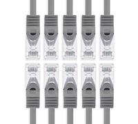 1aTTack.de 5m - gray - 10 pieces Cat7 network cable SFTP patch cable Lankabel raw cable 10GB/s - 500 MHz assembled with 2 RJ45 plugs Cat 6a