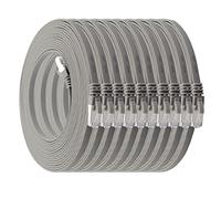 1aTTack.de 5m - gray - pack of 10 Cat7 flat cable network cable Cat 7 raw cable Gigabit Lan (10Gbit/s) ribbon cable installation cable patch cable flat slim Rj 45 plug Cat6a
