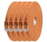 1aTTack.de 5m Orange Cat.6 Flat Network Cable - 5 Pieces - Gigabit LAN (RJ45) Ultra Flat Slim Micro