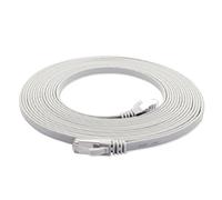 1aTTack.de 5m - white - 1 piece Cat7 flat cable network cable Cat 7 raw cable Gigabit Lan (10Gbit/s) ribbon cable installation cable patch cable flat slim Rj 45 plug Cat6a