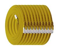 1aTTack.de 5m - yellow - pack of 10 Cat7 flat cable network cable Cat 7 raw cable Gigabit Lan (10Gbit/s) ribbon cable installation cable patch cable flat slim Rj 45 plug Cat6a