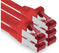 1aTTack.de - 5x 0.25m CAT6 patch cable S/FTP PIMF shielding CAT.6 RJ45 network cable Ethernet cable DSL LAN router switch modem patch panel - red - 5 pieces