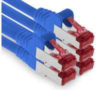 1aTTack.de 5x 0.5m Cat6 Patch Cable RJ45 S/FTP PIMF Ethernet Network LAN DSL for Router Switch Modem Patch Panel Blue - High Speed Gigabit Shielded Cable Set