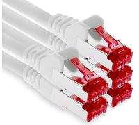 1aTTack.de - 5x 0.5m CAT6 patch cable S/FTP PIMF shielding CAT.6 RJ45 network cable Ethernet cable DSL LAN router switch modem patch panel - white - 5 pieces