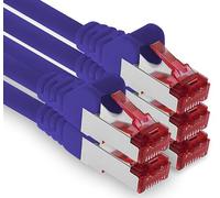 1aTTack.de - 5x 0.5m CAT6 patch cable S/FTP PIMF shielding CAT.6 RJ45 network cable Ethernet cable DSL LAN router switch modem patch panel - purple - 5 pieces