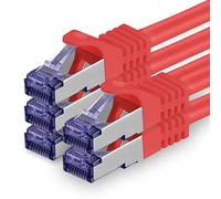 1aTTack.de 5x 1.5m CAT7 Network Cable RJ45 10 Gigabit SFTP PIMF - Red | Ethernet patch cable, copper, 10 Gb/s, LAN, DSL, switch, modem, router, patch panel, CAT7, CAT6, CAT5