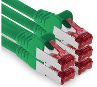 1aTTack.de - 5x 1m CAT6 patch cable S/FTP PIMF shielding CAT.6 RJ45 network cable Ethernet cable DSL LAN router switch modem patch panel - green - 5 pieces