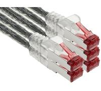 1aTTack.de - 5x 1m CAT6 patch cable S/FTP PIMF shielding CAT.6 RJ45 network cable Ethernet cable DSL LAN router switch modem patch panel - transparent - 5 pieces