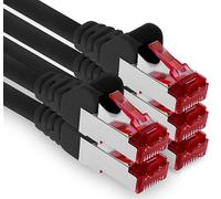 1aTTack.de - 5x 1m CAT6 patch cable S/FTP PIMF shielding CAT.6 RJ45 network cable Ethernet cable DSL LAN router switch modem patch panel - black - 5 pieces
