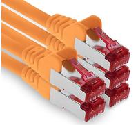 1aTTack.de - 5x 2m CAT6 patch cable S/FTP PIMF shielding CAT.6 RJ45 network cable Ethernet cable DSL LAN router switch modem patch panel - orange - 5 pieces
