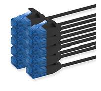 1aTTack.de 660011 Cat6 Cat.6 cable Cat network cable 1m - patch cable slim cable 1000 Mbit/s - 10 pieces - black