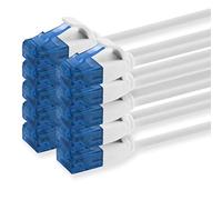 1aTTack.de 660042 Cat6 Cat.6 cable Cat network cable 1m - patch cable slim cable (small diameter - very flexible) 1000 Mbit/s - 10 pieces - white