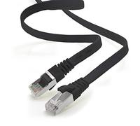 1aTTack.de 7.5m - black - 1 piece CAT.7 Gigabit Ethernet LAN ribbon ribbon cable (RJ45) network cable raw cable (10Gbit/s) installation cable flat slim compatible with Cat.5 - Cat.5e - Cat.6