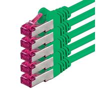 1aTTack.de 7.5m - green - 5 pieces - network cable CAT6a (10Gb/s) S-FTP CAT 6a Lankacable - GHMT certified PIMF 500 MHz Cat5 Cat5e Cat6 Cat6a Cat7 for switch, router, modem, Internet