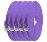 1aTTack.de 7m - purple - 5 pieces - Cat.6 flat network cable Cat6 flat cable ultra flat Cat.6 patch cable 1000 Mbit/s Gigabit LAN (RJ45) flat slim micro