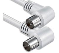 1aTTack.de Antenna cable angled 2.5 meters 2x shielded coax plug 90° > coax socket 90° coax white St-Ku (2x angle) 75db