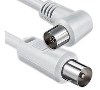 1aTTack.de Antenna cable angled 5.0 meters 2x shielded coax plug > coax socket 90° coax white St-Ku (1x angle) 75db