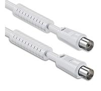 1aTTack.de Antenna cable with ferrite sheath current filter 1.5 meters 2x shielded coax plug > coax socket (fully shielded) coax white St-Ku with FE 85db