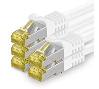 1aTTack.de CAT 7 LAN Cable 0.25m 10Gbps S/FTP (5 pieces White) | 1m 2m 3m 5m 7.5m 10m 15m 20m 25m 30m, RJ45 high-speed, shielded Ethernet cable for gaming, modem, router, PC