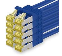 1aTTack.de CAT 7 LAN Cable 0.5m 10Gbps Network Cable S/FTP (10 pieces Blue) | 1m 2m 3m 5m 7.5m 10m 15m 20m 25m 30m, RJ45 high-speed, shielded Ethernet cable for gaming, modem, router, PC