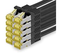 1aTTack.de CAT 7 LAN Cable 0.5m 10Gbps S/FTP (10 pieces Black) | 1m 2m 3m 5m 7.5m 10m 15m 20m 25m 30m, RJ45 high-speed, shielded Ethernet cable for gaming, modem, router, PC