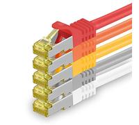 1aTTack.de CAT 7 LAN Cable 0.5m 10Gbps S/FTP (5 pieces 5 colours 01) | 1m 2m 3m 5m 7.5m 10m 15m 20m 25m 30m, RJ45 high-speed, shielded Ethernet cable for gaming, modem, router, PC