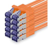 1aTTack.de Cat.7 network cable 0.25 m - orange - 10 pieces - Cat7 patch cable (SFTP/PIMF/LSZH) raw cable 10 Gb/s with Rj 45 connector Cat.6a - 10 x 0.25 meter orange