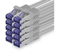 1aTTack.de Cat.7 network cable 0.25m - gray - 10 pieces - Cat7 patch cable (SFTP/PIMF/LSZH) raw cable 10 Gb/s with Rj 45 connector Cat.6a - 10 x 0.25 meters gray