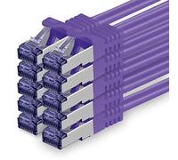 1aTTack.de Cat.7 network cable 0.25m - purple - 10 pieces - Cat7 patch cable (SFTP/PIMF/LSZH) raw cable 10 Gb/s with Rj 45 connector Cat.6a - 10 x 0.25 meters purple