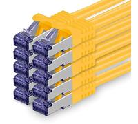 1aTTack.de Cat.7 network cable 0.25m - yellow - 10 pieces - Cat7 patch cable (SFTP/PIMF/LSZH) raw cable 10 Gb/s with Rj 45 connector Cat.6a - 10 x 0.25 meters yellow