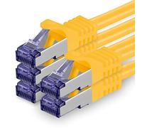 1aTTack.de Cat.7 network cable 0.25m - yellow - 5 pieces - Cat7 patch cable (SFTP/PIMF/LSZH) raw cable 10 Gb/s with Rj 45 connector Cat.6a - 5 x 0.25 meters yellow