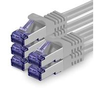 1aTTack.de Cat.7 network cable 0.5m - gray - 5 pieces - Cat7 patch cable (SFTP/PIMF/LSZH) raw cable 10 Gb/s with Rj 45 connector Cat.6a - 5 x 0.5 meters gray