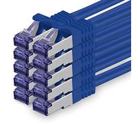1aTTack.de Cat.7 network cable 1m - blue - 10 pieces - Cat7 patch cable (SFTP/PIMF/LSZH) raw cable 10 Gb/s with Rj 45 connector Cat.6a - 10 x 1 meter blue