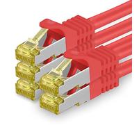 1aTTack.de Cat.7 Network Cable 1m Red Pack of 5 Cat7 Ethernet Cable Network LAN Cable Raw Cable 10 Gb s SFTP PIMF LSZH Set Patch Cable with Rj 45 Plug Cat.6a