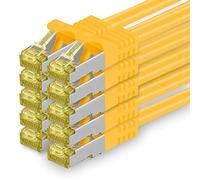 1aTTack.de Cat.7 Network Cable 1m Yellow Pack of 10 Cat7 Ethernet Cable Network LAN Cable Raw Cable 10 Gb s SFTP PIMF LSZH Set Patch Cable with Rj 45 Plug Cat.6a