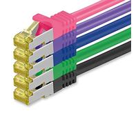 1aTTack.de Cat.7 network cable 7.5 m 5 colors 5 pieces Cat7 Ethernet cable network LAN cable raw cable 10 Gb s SFTP PIMF LSZH set patch cable with Rj 45 plug Cat.6a