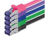 1aTTack.de Cat.7 network cable set 3.0 m - 5 colors 02-5 pieces - Cat7 patch cable (SFTP PIMF LSZH) raw cable 10 Gb/s with Rj 45 connector Cat.6a - 5 x 3 meters 5 colors 02