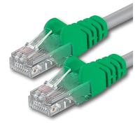 1aTTack.de Cat5e UTP LAN Network Cable 1x 15m RJ45 Crossover green-grey | Cat5e UTP crossover cable, 2 RJ45 plugs, LAN cable for direct network connection, router, switch, PC, Ethernet