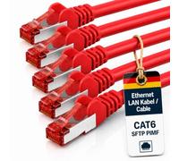 1aTTack.de Cat6 Ethernet Cable 5x 10m RJ45 - LAN Router - red