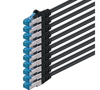 1aTTack.de CAT6 Gigabit LAN Cable - 10x 0.25m 1000 Mbit/s - RJ45 black | 1m 2m 3m 5m 10m, high-speed RJ45, shielded Ethernet cable for gaming, modem, router, PC and switch