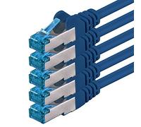 1aTTack.de CAT6 Gigabit LAN Cable - 5x 0.25m 1000 Mbit/s - RJ45 blue | 1m 2m 3m 5m 10m, high-speed RJ45, shielded Ethernet cable for gaming, modem, router, PC and switch