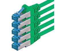 1aTTack.de CAT6 Gigabit LAN Cable - 5x 0.25m 1000 Mbit/s - RJ45 green | 1m 2m 3m 5m 10m, high-speed RJ45, shielded Ethernet cable for gaming, modem, router, PC and switch