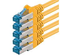 1aTTack.de CAT6 Gigabit LAN Cable - 5x 0.25m 1000 Mbit/s - RJ45 yellow | 1m 2m 3m 5m 10m, high-speed RJ45, shielded Ethernet cable for gaming, modem, router, PC and switch