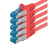 1aTTack.de CAT6 Gigabit LAN Network Cable - 5x 0.5m 1000 Mbit/s - RJ45 red | 1m 2m 3m 5m 10m, high-speed RJ45, shielded Ethernet cable for gaming, modem, router, PC and switch