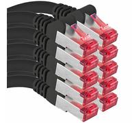 1aTTack.de Cat6 network cable 10x 0.25m CAT6 - shielding SFTP - CAT.6 RJ45 patch cable Ethernet cable DSL LAN router switch modem patch panel - black - 10 pieces