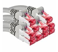 1aTTack.de Cat6 network cable 10x 0.5m CAT6 - shielding SFTP - CAT.6 RJ45 patch cable Ethernet cable DSL LAN router switch modem patch panel - gray - 10 pieces