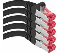 1aTTack.de Cat6 network cable 5x 0.25m CAT6 - shielding SFTP - CAT.6 RJ45 patch cable Ethernet cable DSL LAN router switch modem patch panel - black - 5 pieces
